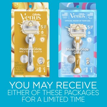 Venus MoistureGlide Women's Reusable Razor Handle + 2 Blade Refills + Shower Holder