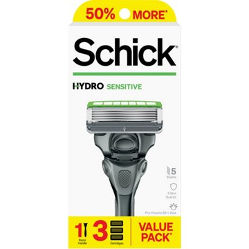Schick Hydro Sensitive Men's 5 Blade Razor Start Kit - 3 Refills