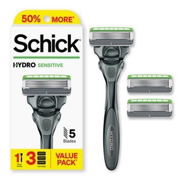 Schick Hydro Sensitive Men's 5 Blade Razor Start Kit - 3 Refills