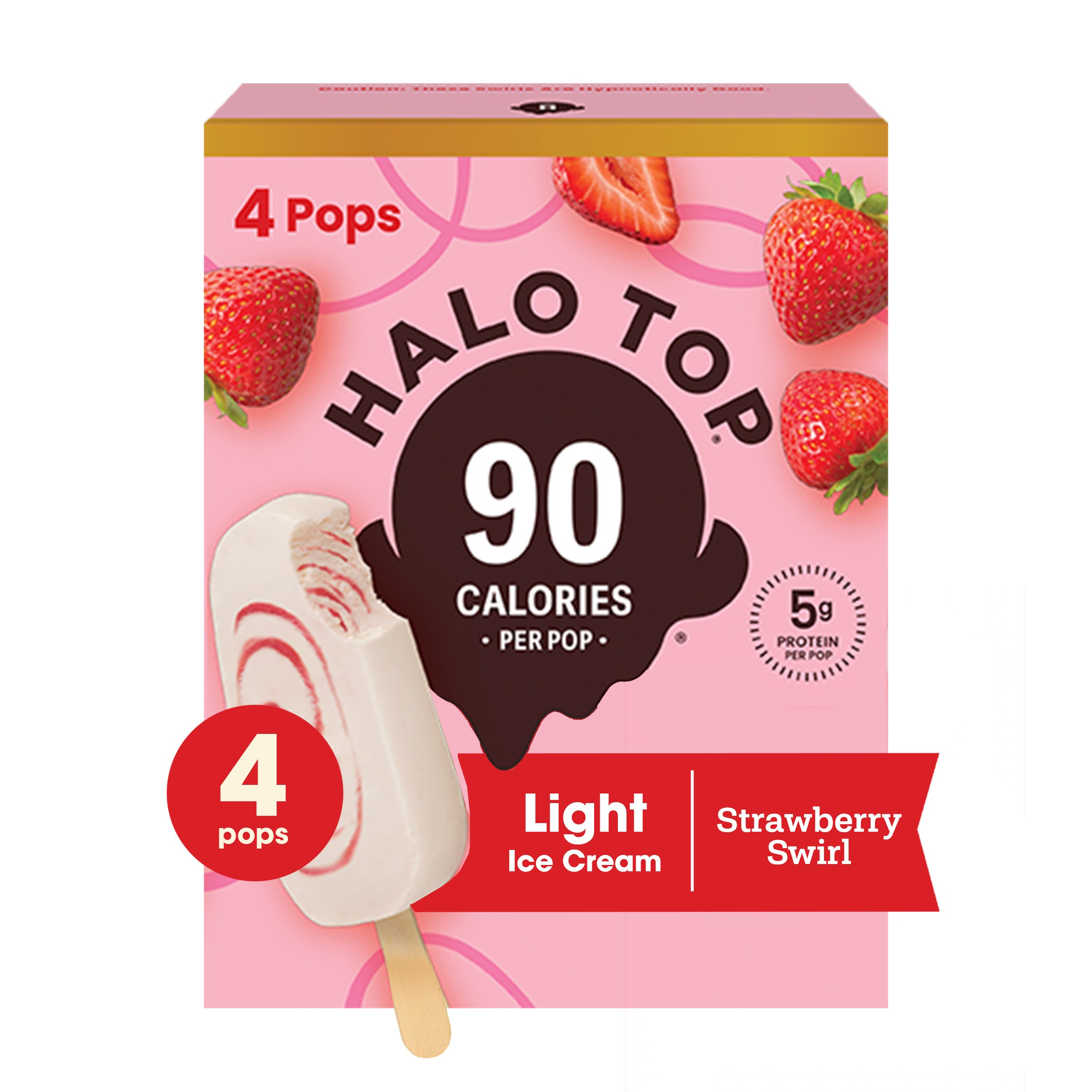 Halo Top Strawberry Swirl Light Ice Cream Pops Shop Bars Pops At H E B