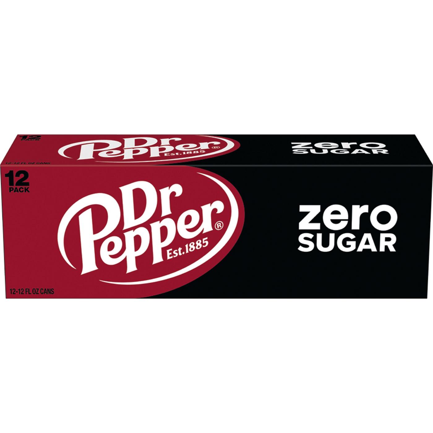Dr Pepper Zero Sugar Soda 12 oz Cans; image 1 of 7