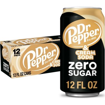 Dr Pepper & Cream Zero Sugar Soda 12 pk Cans