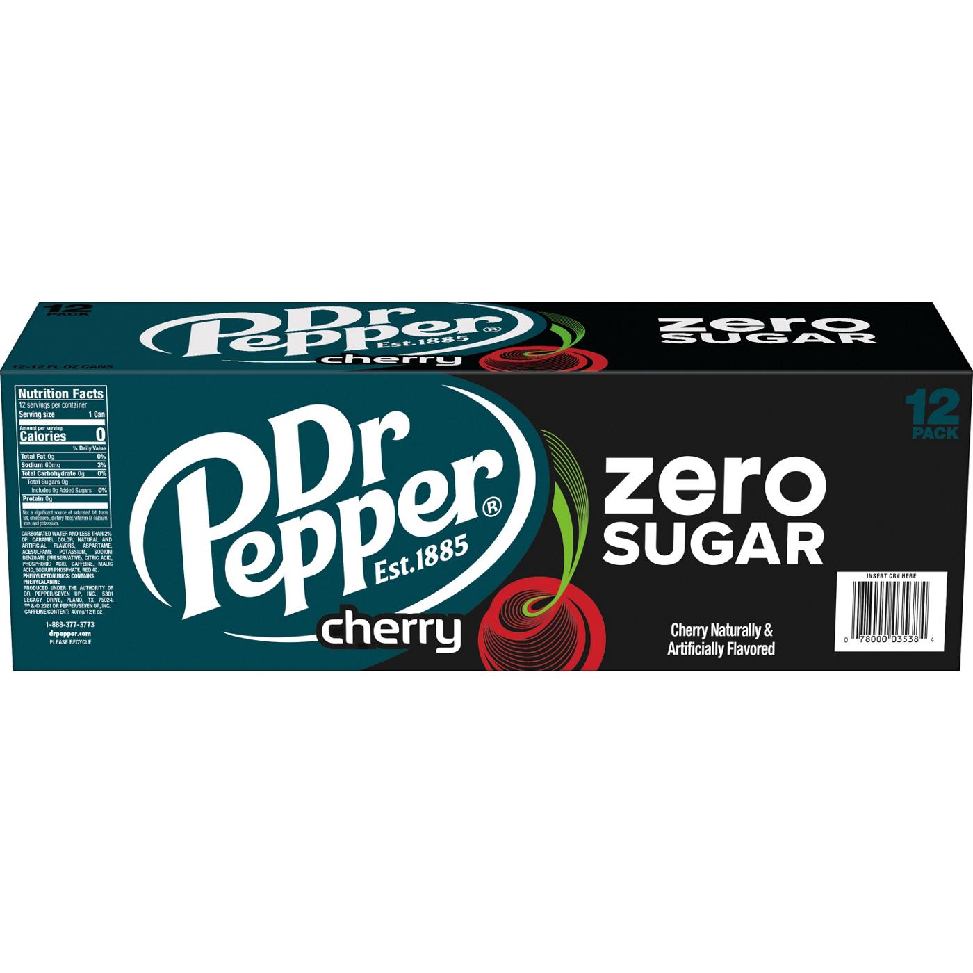 Dr Pepper Cherry Zero Sugar Soda 12 oz Cans; image 2 of 8