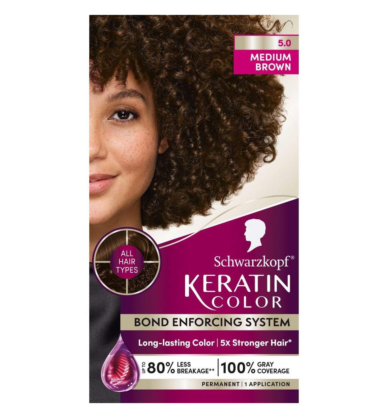 Schwarzkopf Keratin Color Permanent Hair Color - 5.0 Medium Brown; image 1 of 3