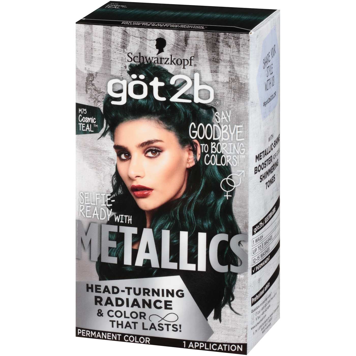 Got2b Metallics Permanent Hair Color, M75 Cosmic Teal; image 3 of 3