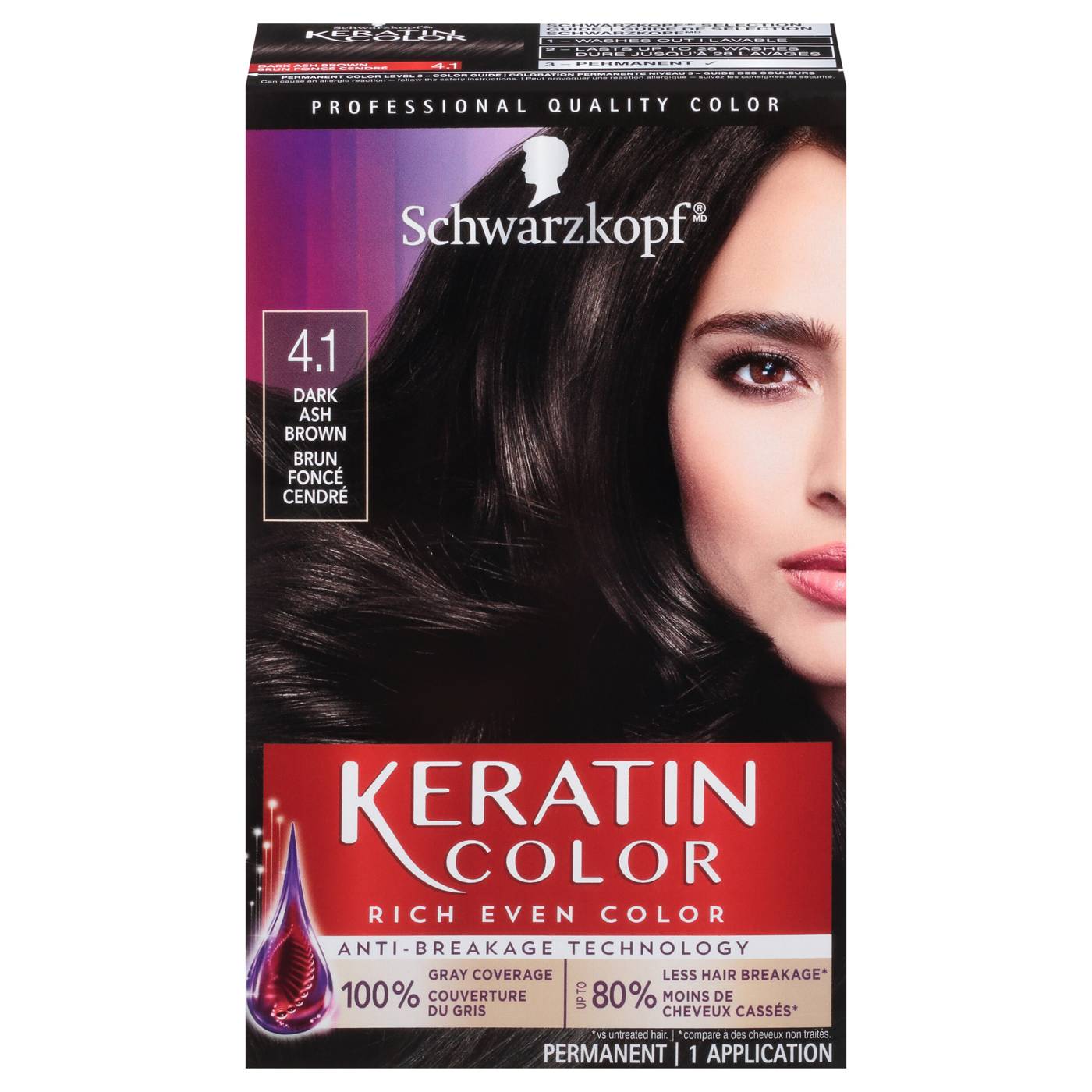 Schwarzkopf Keratin Color Permanent Hair Color 4.1 Dark Ash Brown