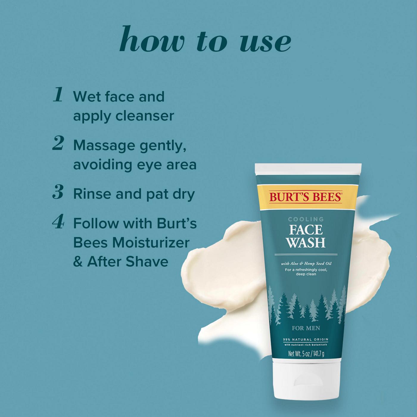 Burt's Bees Men's Cooling Face Wash with Aloe & Hemp; image 9 of 10