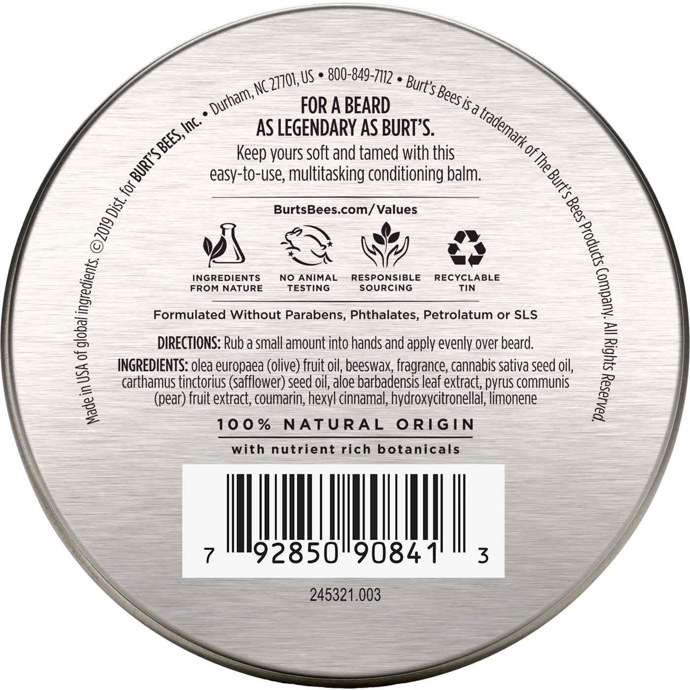 Burt's Bees Men's Conditioning Beard Balm with Aloe & Hemp; image 2 of 3