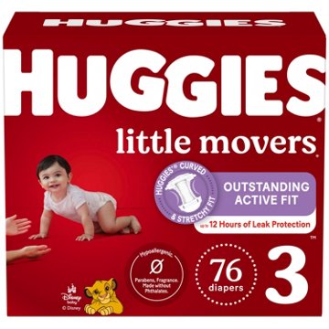 Huggies Little Movers Baby Diapers - Size 3, 76 ct