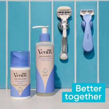 Venus Pubic Hair & Skin Smoothing Cleanser + Shave Gel, Bikini Zone Shave Gel, 6.42 oz