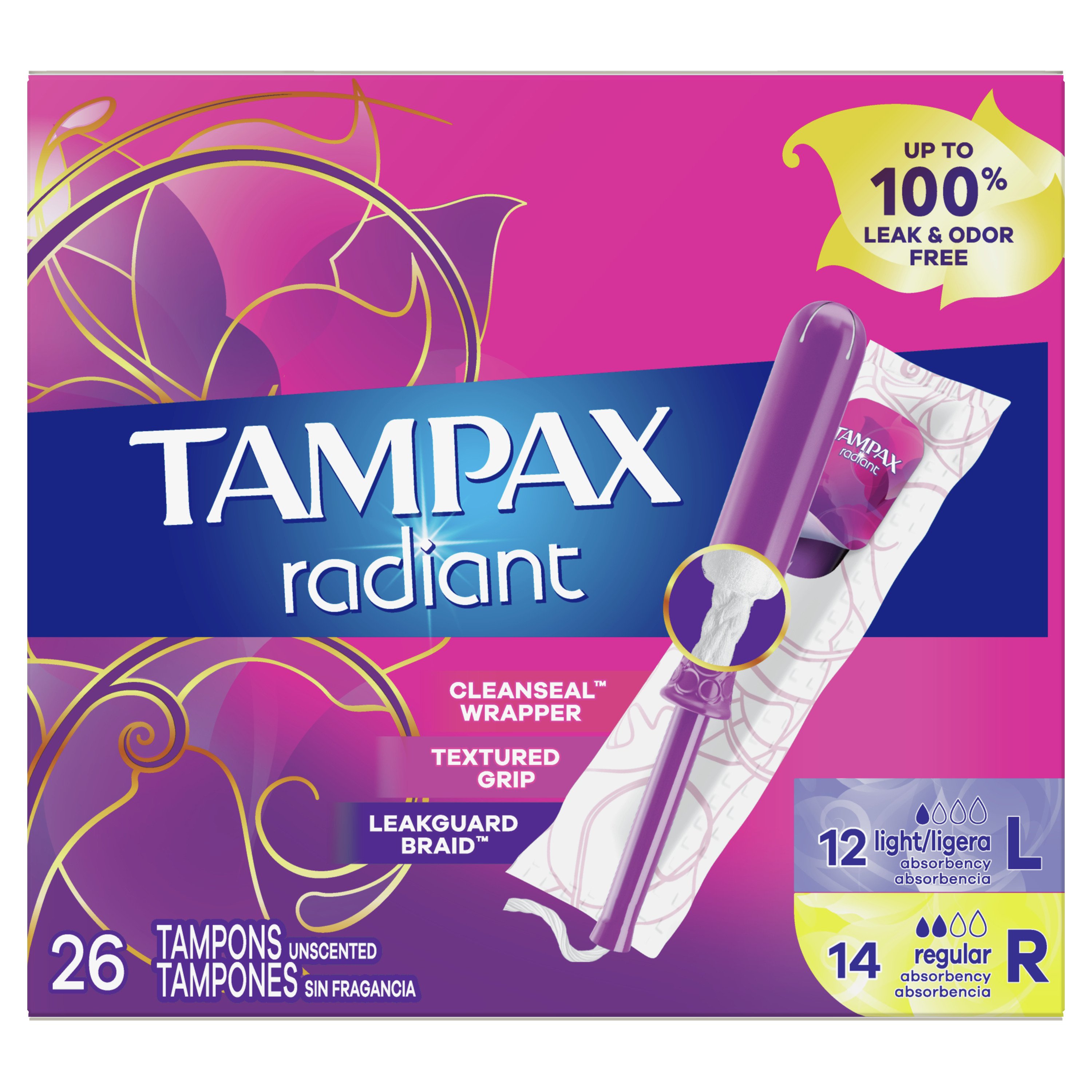 Noveno Obligatorio recuperar Tampax Radiant Tampons Duo Pack, Light/Regular Unscented - Shop Tampons at  H-E-B