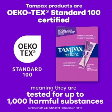 Tampax Radiant Tampons Duo Pack, Light/Regular Unscented, 26 ct