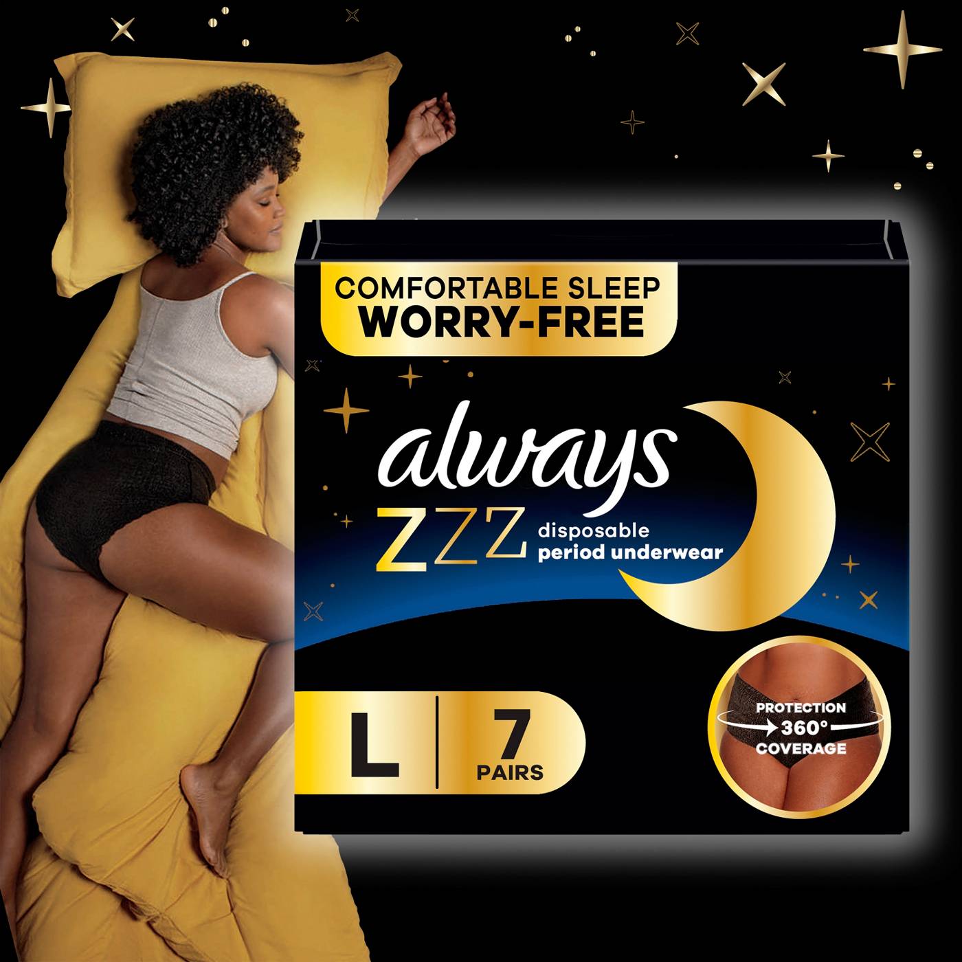 Always ZZZs Disposable Period Underwear - Size L; image 2 of 10