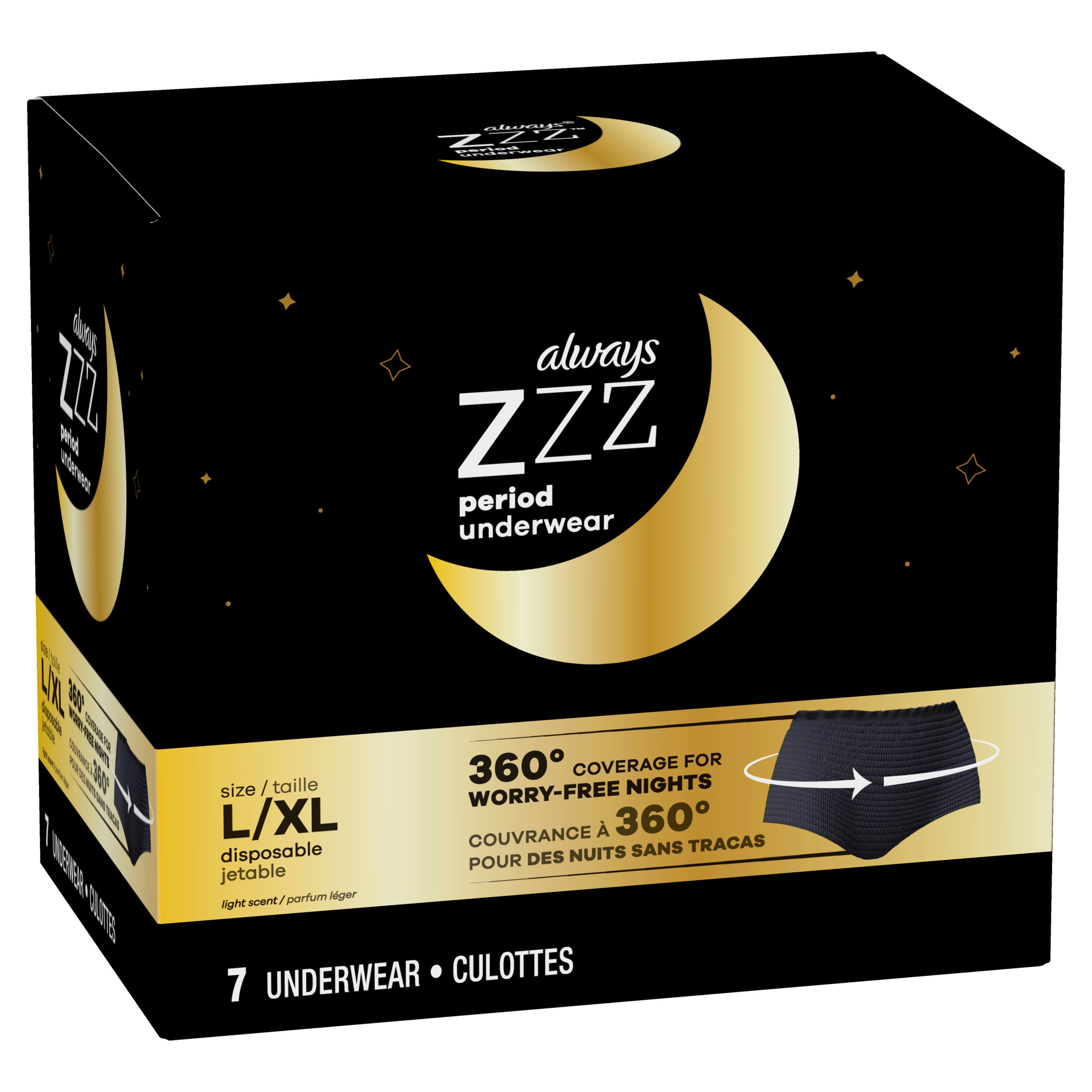 Always ZZZ Overnight Disposable Period Underwear LG - Shop Pads & Liners at  H-E-B