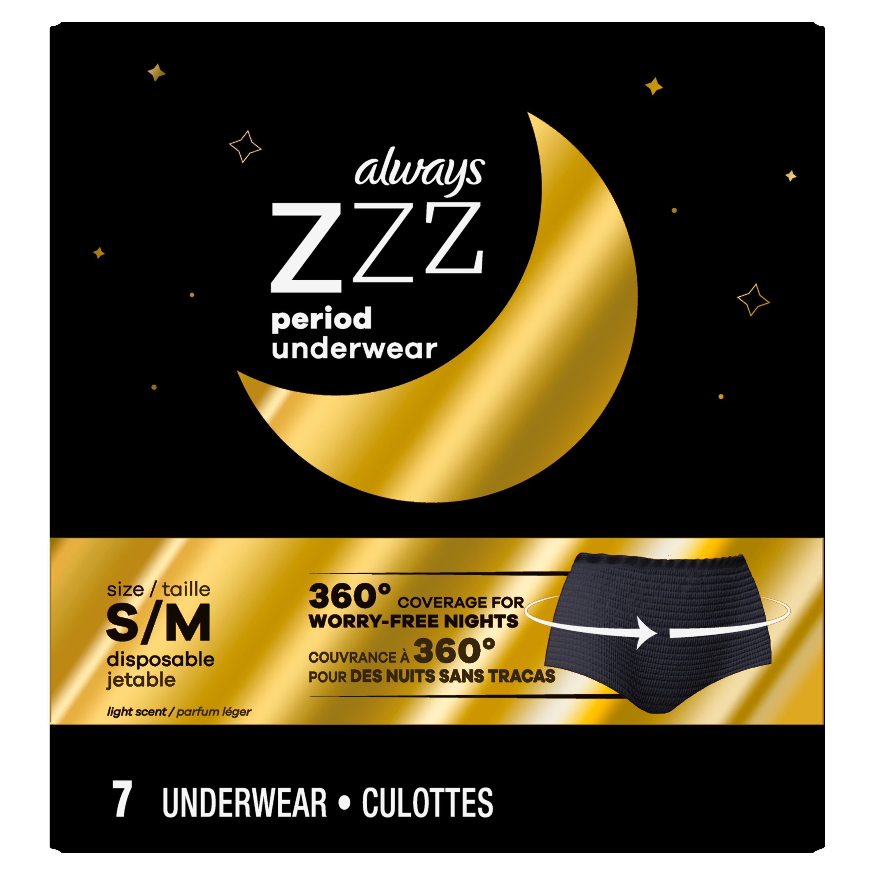 Always ZZZ Overnight Disposable Period Underwear S/M