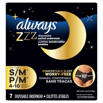 Always ZZZs Disposable Period Underwear - Size S/M