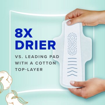 Always Pure Cotton with FlexFoam Pads, Regular Absorbency, with Wings Size 1, 28 ct