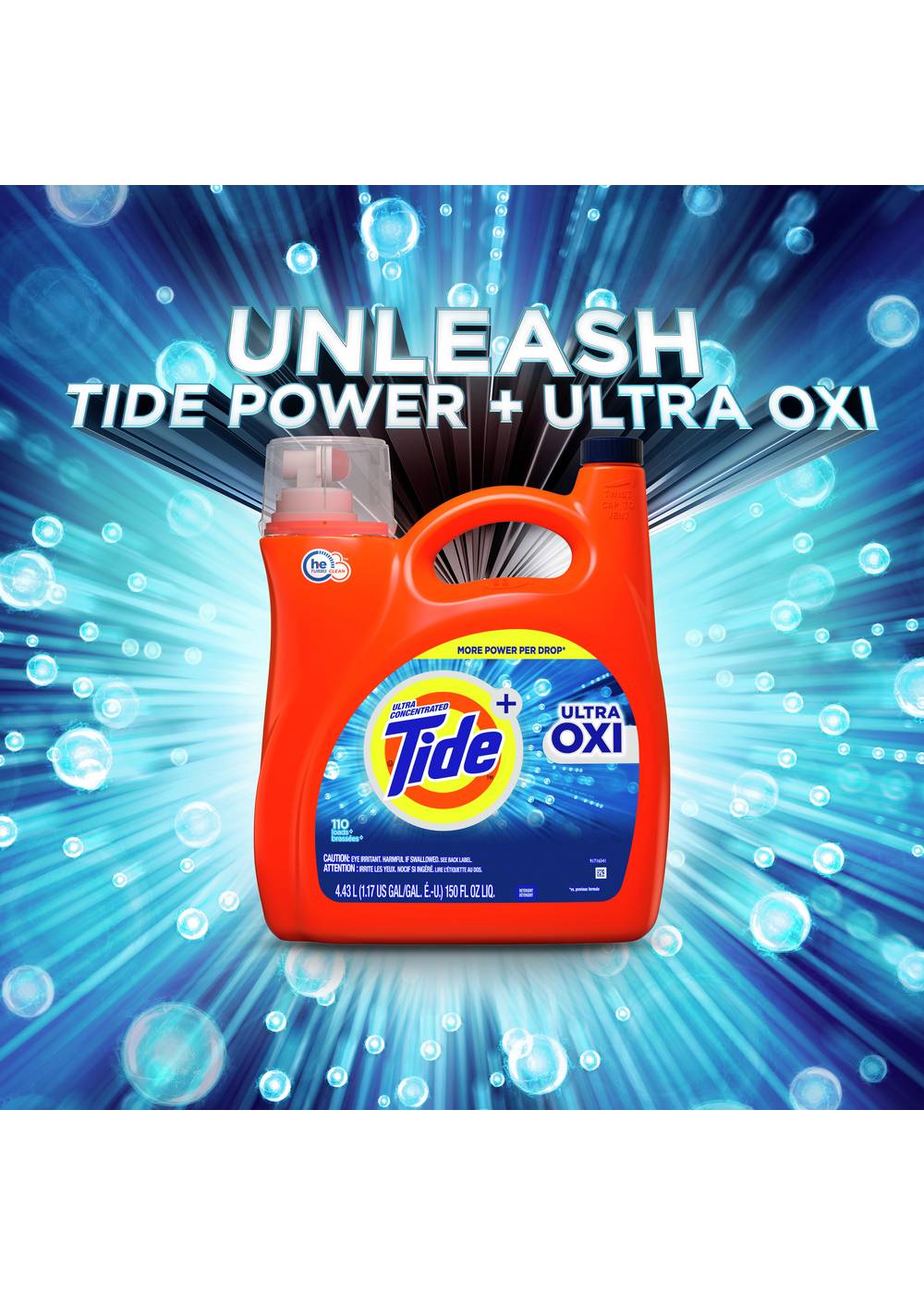 Tide + Ultra Oxi HE Turbo Clean Liquid Laundry Detergent, 94 Loads; image 2 of 9