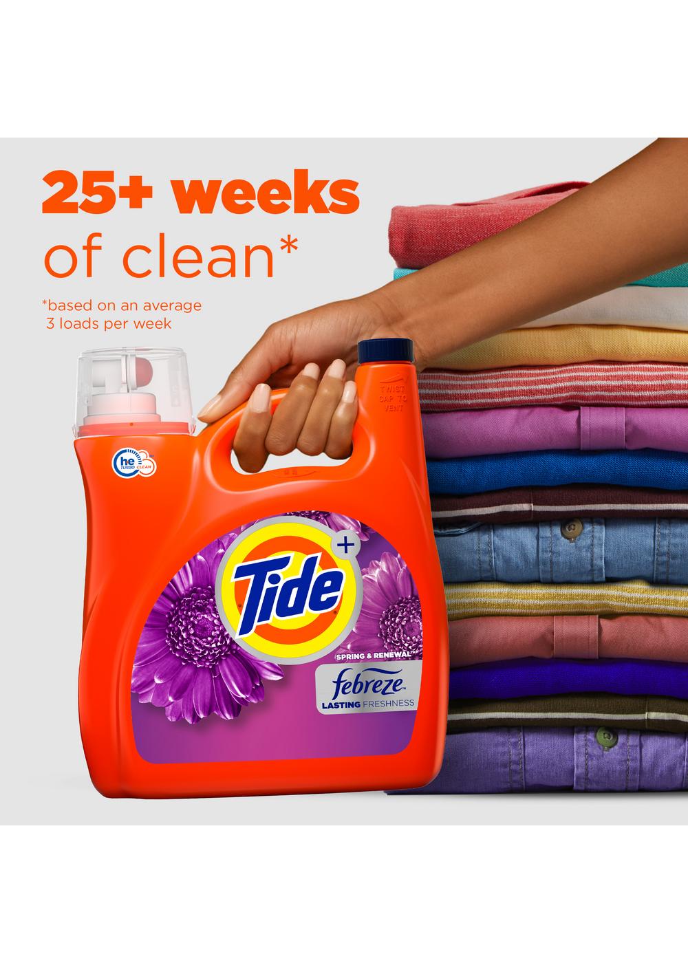 Tide + Febreze HE Turbo Clean Liquid Laundry Detergent, 94 Loads - Spring & Renewal; image 2 of 15