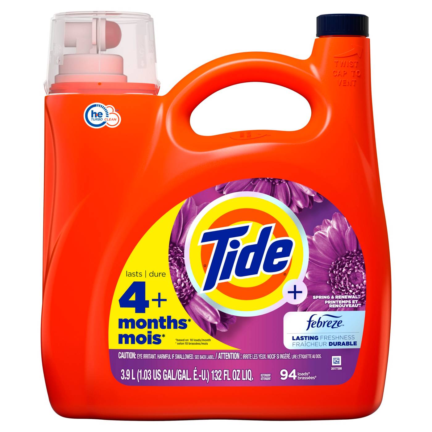 Tide + Febreze HE Turbo Clean Liquid Laundry Detergent, 94 Loads - Spring & Renewal; image 3 of 15