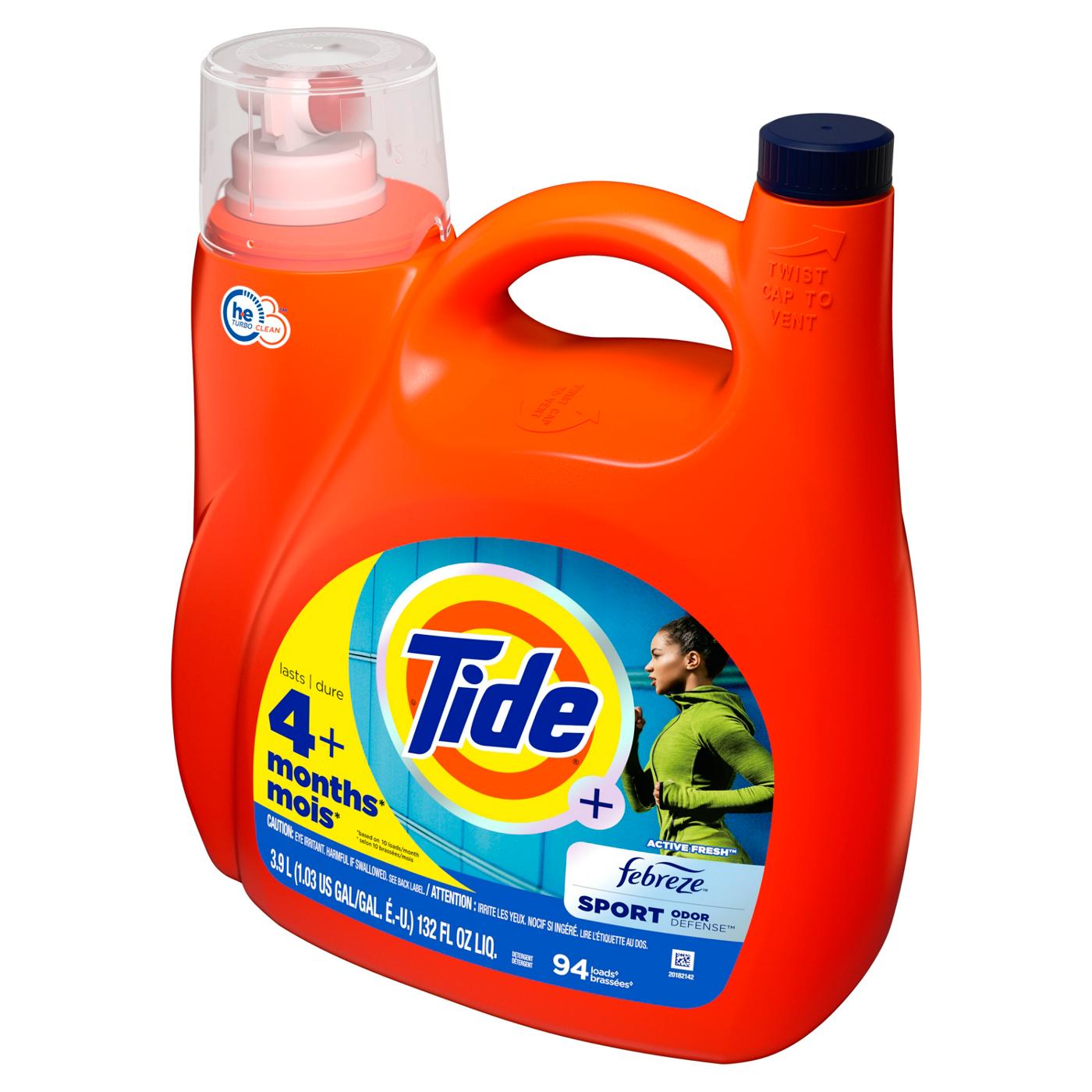 Tide + Febreze Sport Odor Defense HE Turbo Clean Liquid Laundry Detergent, 94 Loads - Active Fresh; image 2 of 13