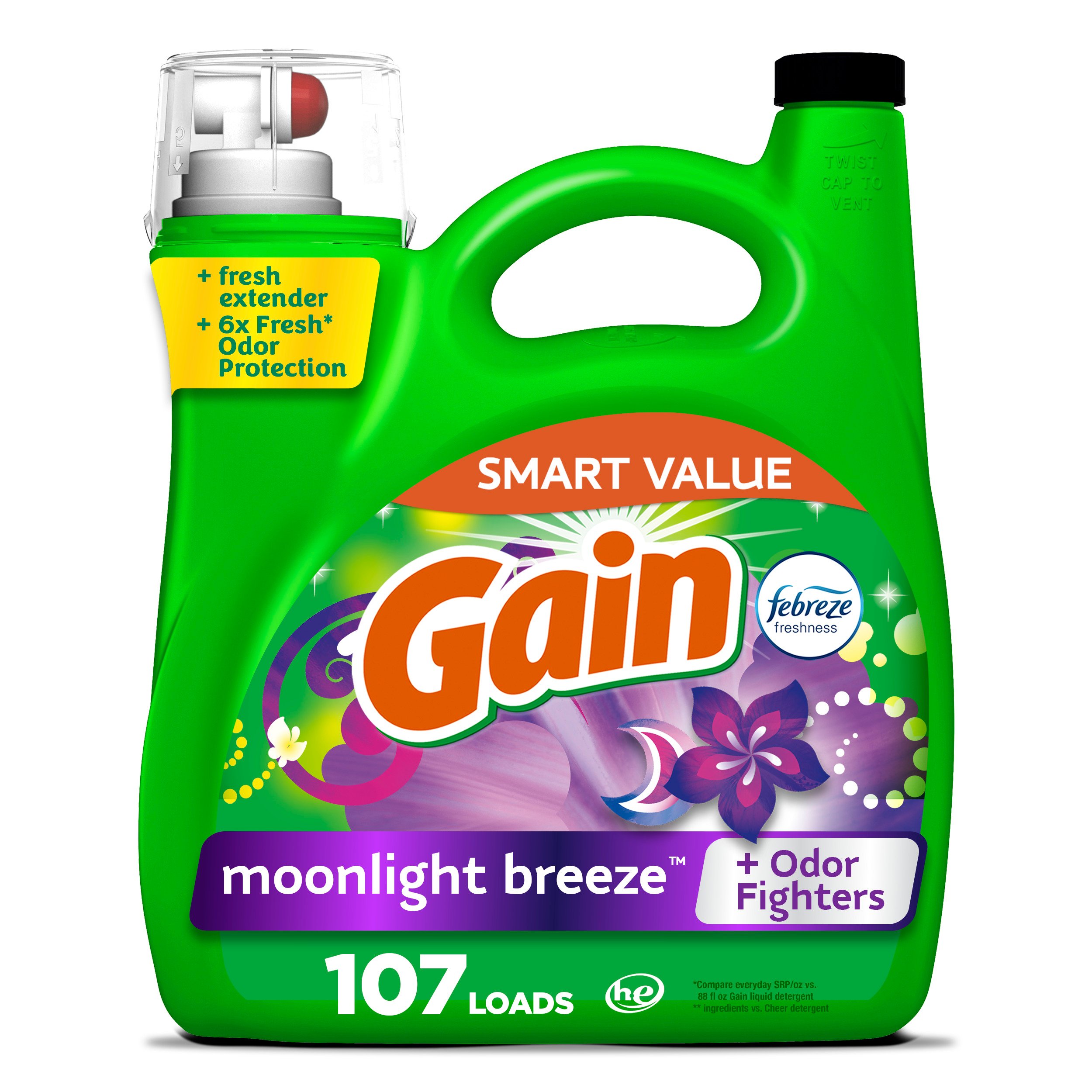 Gain Plus Aroma Boost Moonlight Breeze HE Liquid Laundry Detergent 107