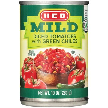 H-E-B Diced Tomatoes with Green Chiles - Mild, 10 oz