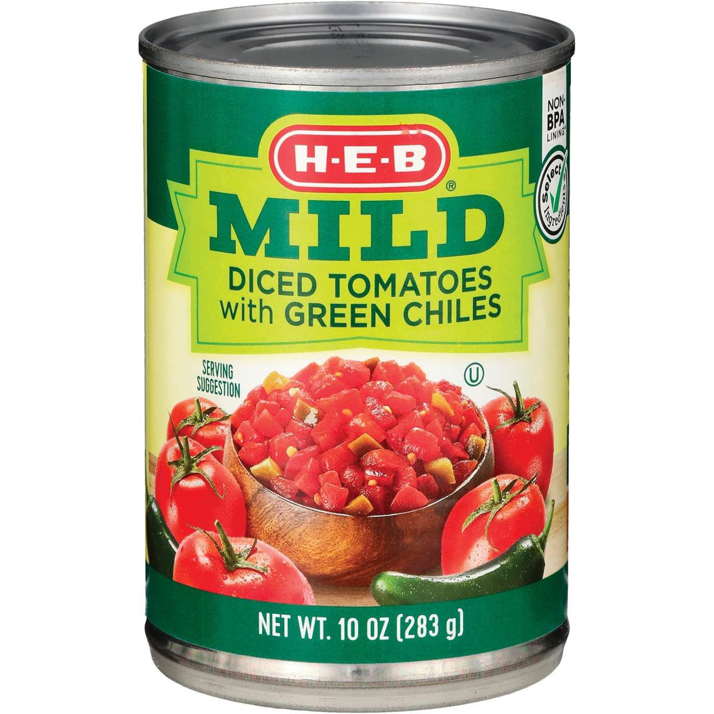 H-E-B Diced Tomatoes with Green Chiles - Mild; image 2 of 2