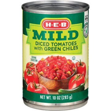 H-E-B Diced Tomatoes with Green Chiles - Mild, 10 oz