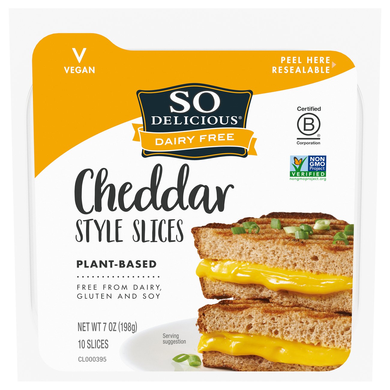 So Delicious Dairy Free Cheese Slices, Cheddar Style, Plant-Based ...