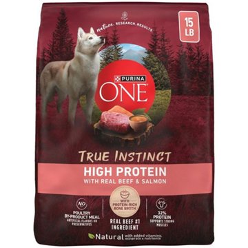 Purina ONE Natural High Protein Dry Dog Food Dry True Instinct - Real Beef and Salmon With Bone Broth