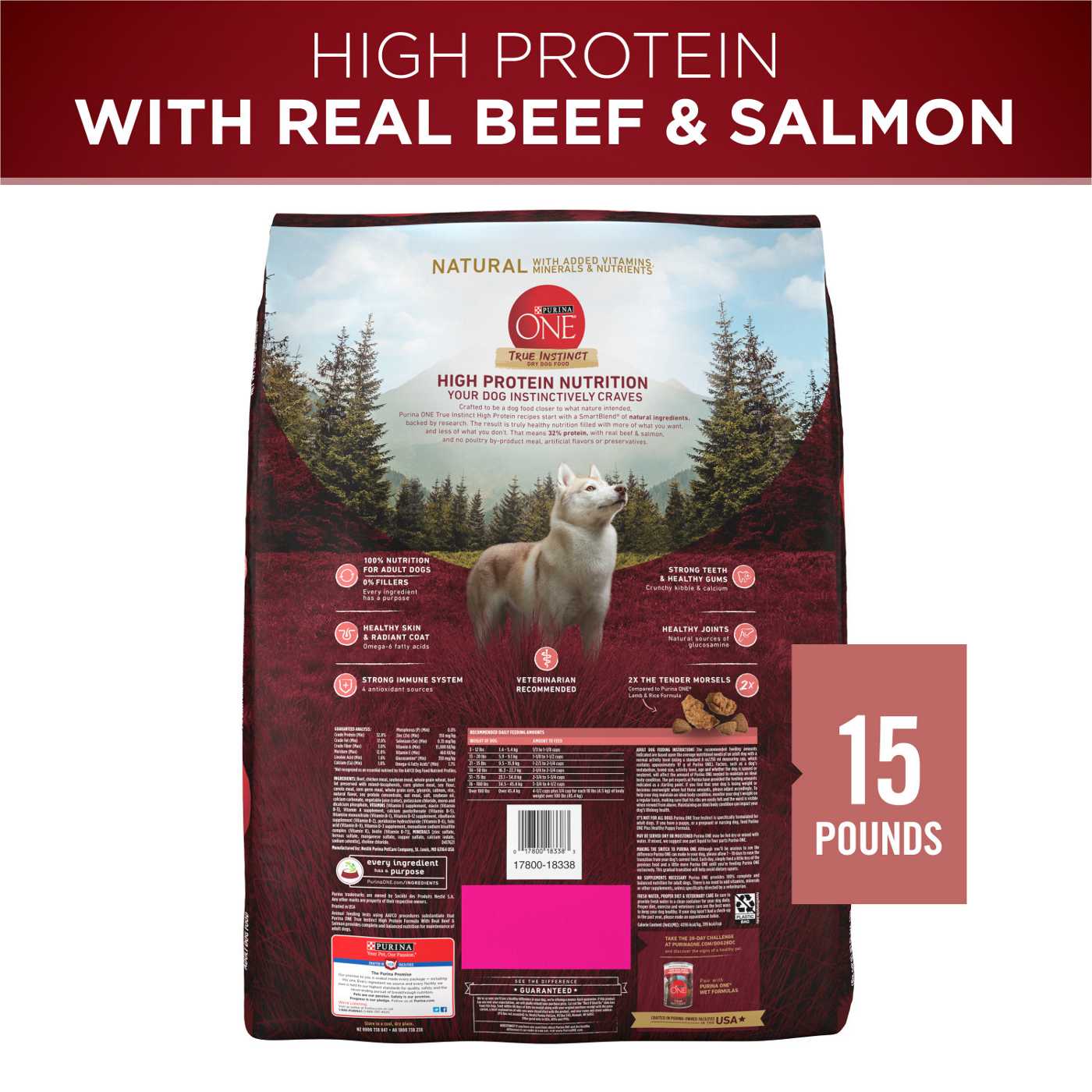 Purina ONE Natural High Protein Dry Dog Food Dry True Instinct - Real Beef and Salmon With Bone Broth; image 4 of 7