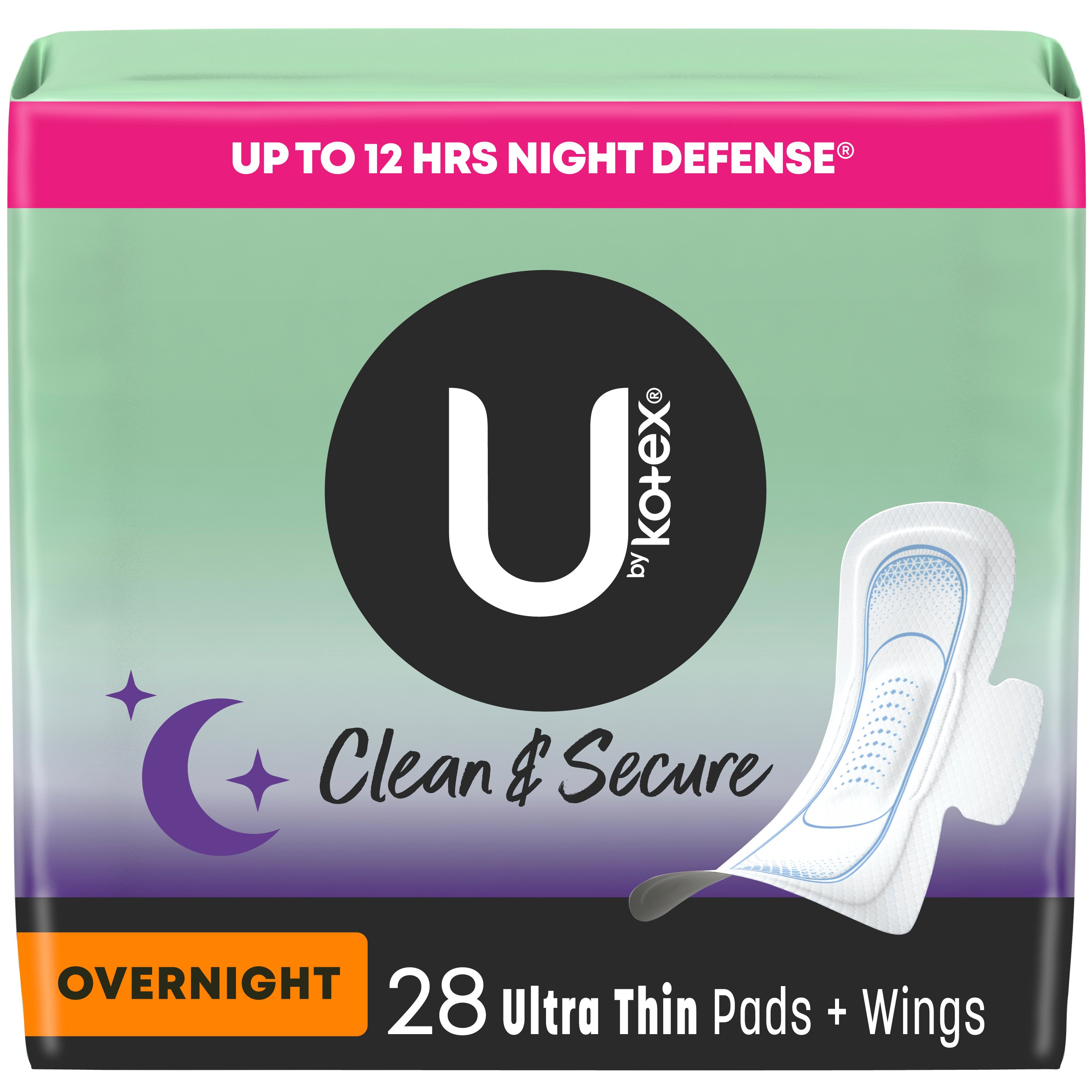 U by Kotex Balance Sized for Teens Ultra Thin Overnight Pads with Wings