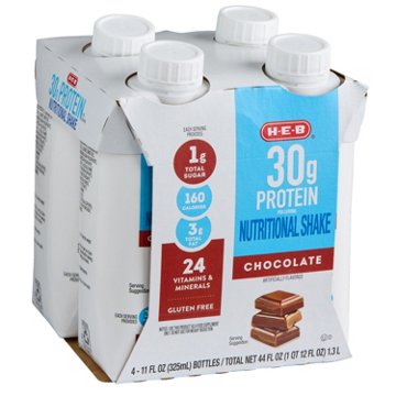H-E-B 30g Protein Nutritional Shakes 4 pk Bottles - Chocolate