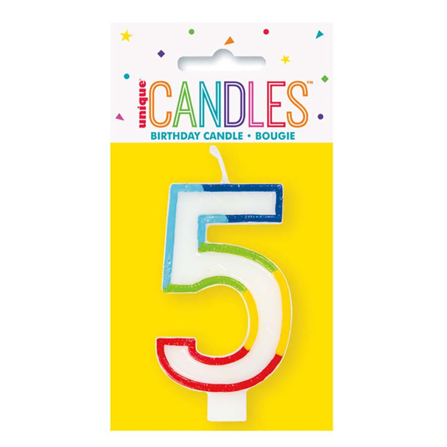 unique Rainbow Border Number 5 Birthday Candle - Shop Birthday candles ...