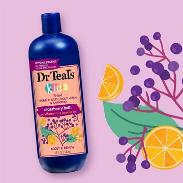 Dr Teal's Kids 3-in-1 Elderberry Bath with Vitamin C & Essential Oils, 20 oz