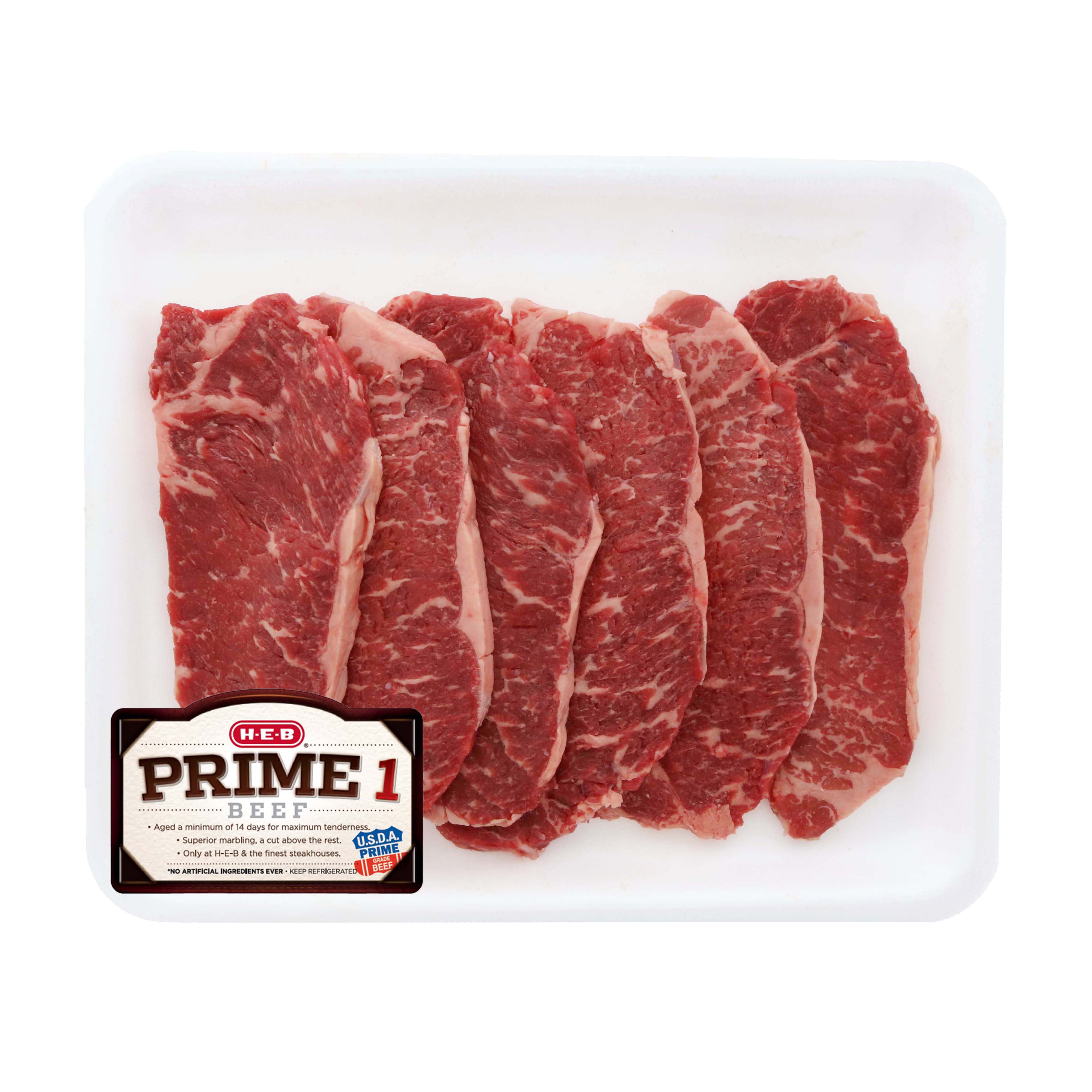 H E B Prime 1 Beef New York Strip Steak Boneless Thin Value Pack Usda Prime Shop Beef At H E B 