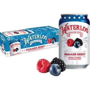 Waterloo Summer Berry Sparkling Water 12 pk Cans