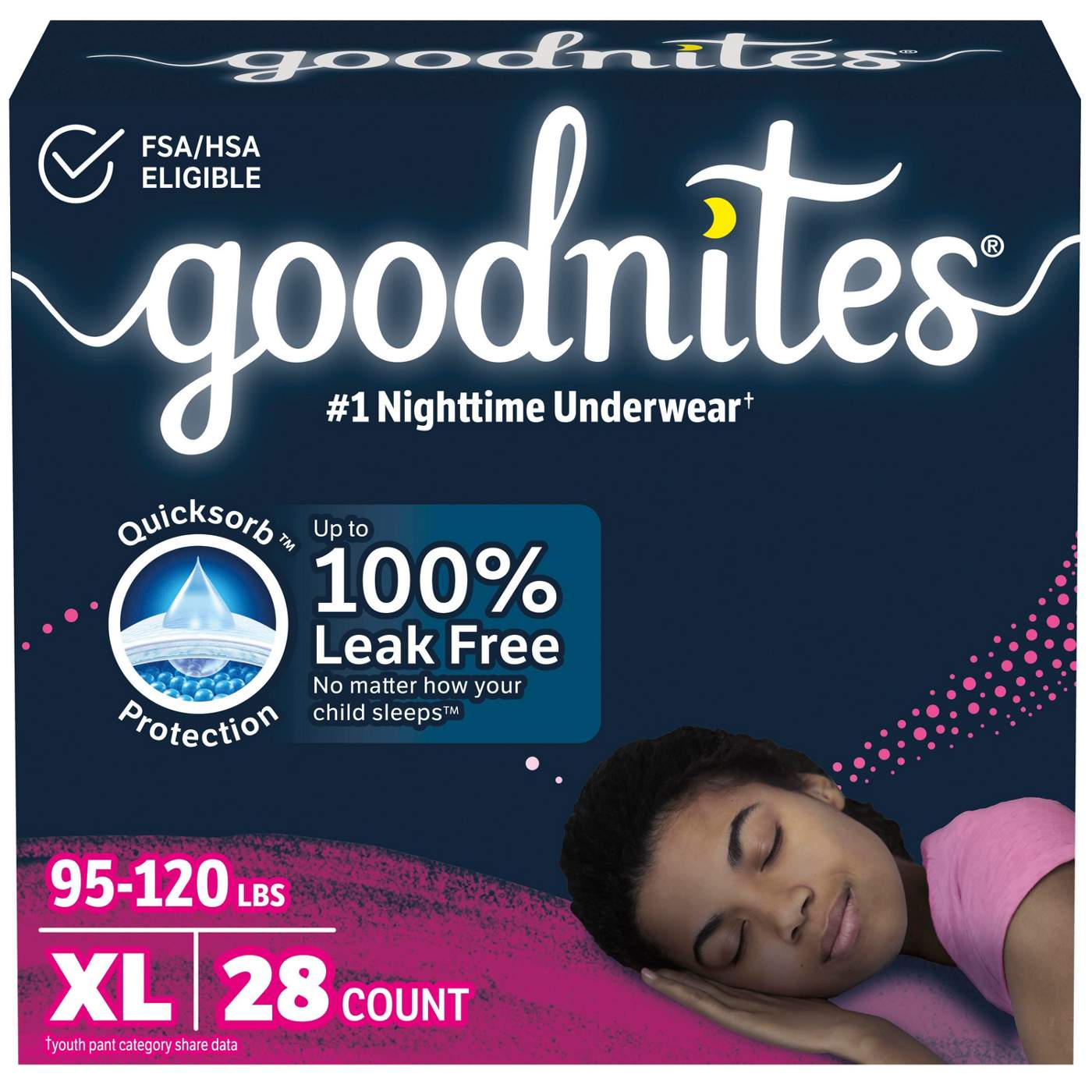 Goodnites Girls' Nighttime Bedwetting Underwear - XL (95-120 lbs); image 1 of 10