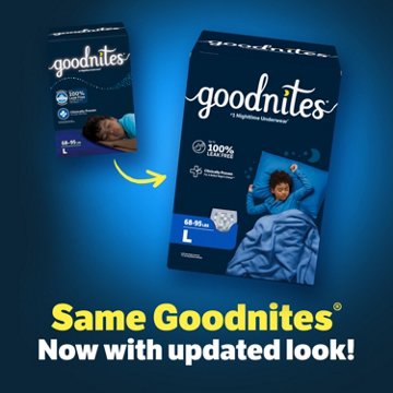 Goodnites Boys' Nighttime Bedwetting Underwear, Size Large (68-95 lbs), 34 ct