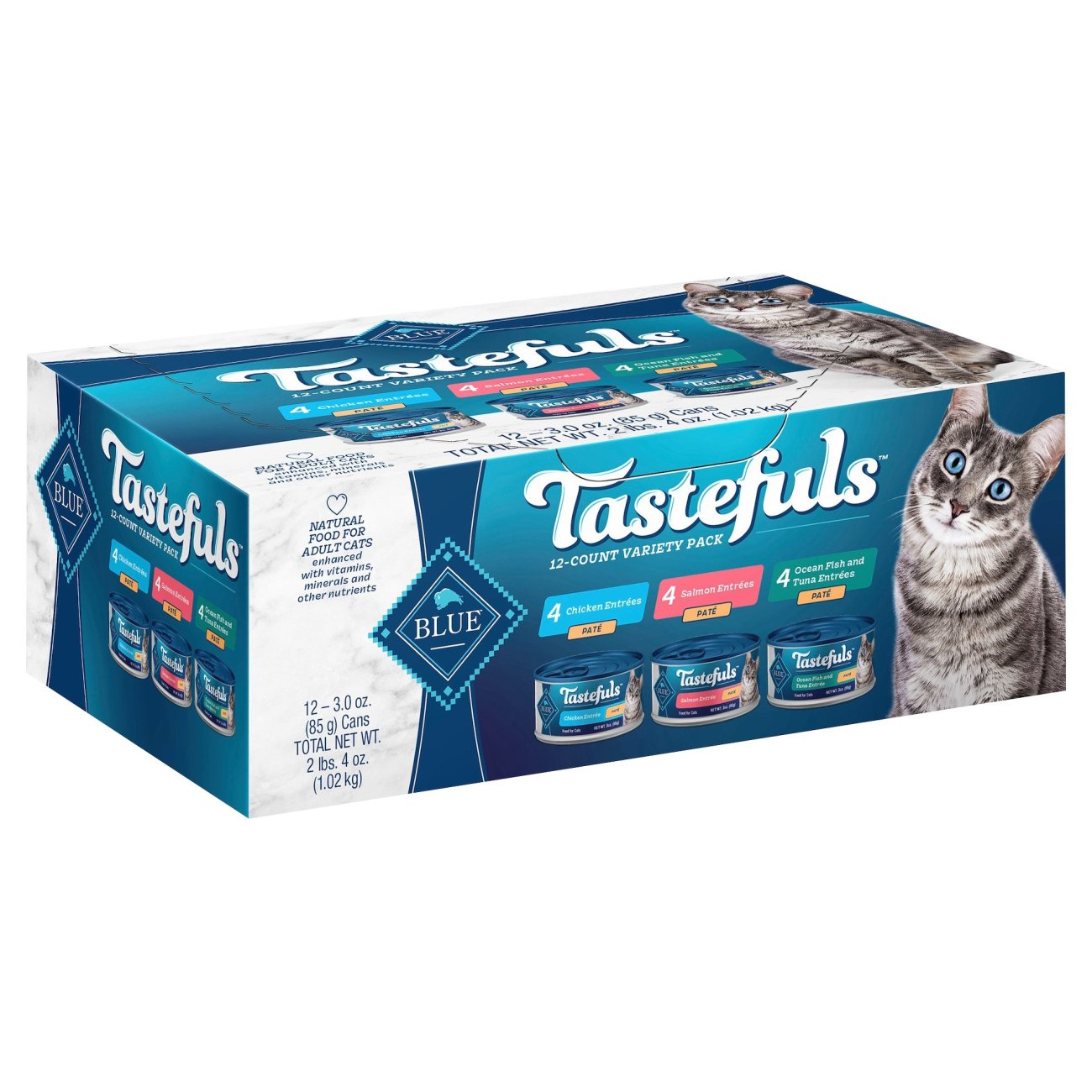 Blue Buffalo Tastefuls Salmon Chicken & Fish Pate Wet Cat Food Variety