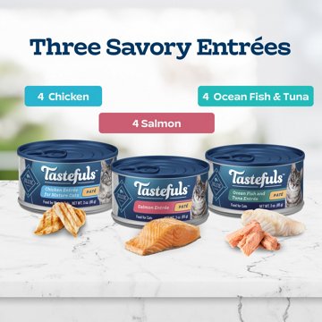 Blue Buffalo Tastefuls Salmon Chicken & Fish Pate Wet Cat Food Variety Pack
