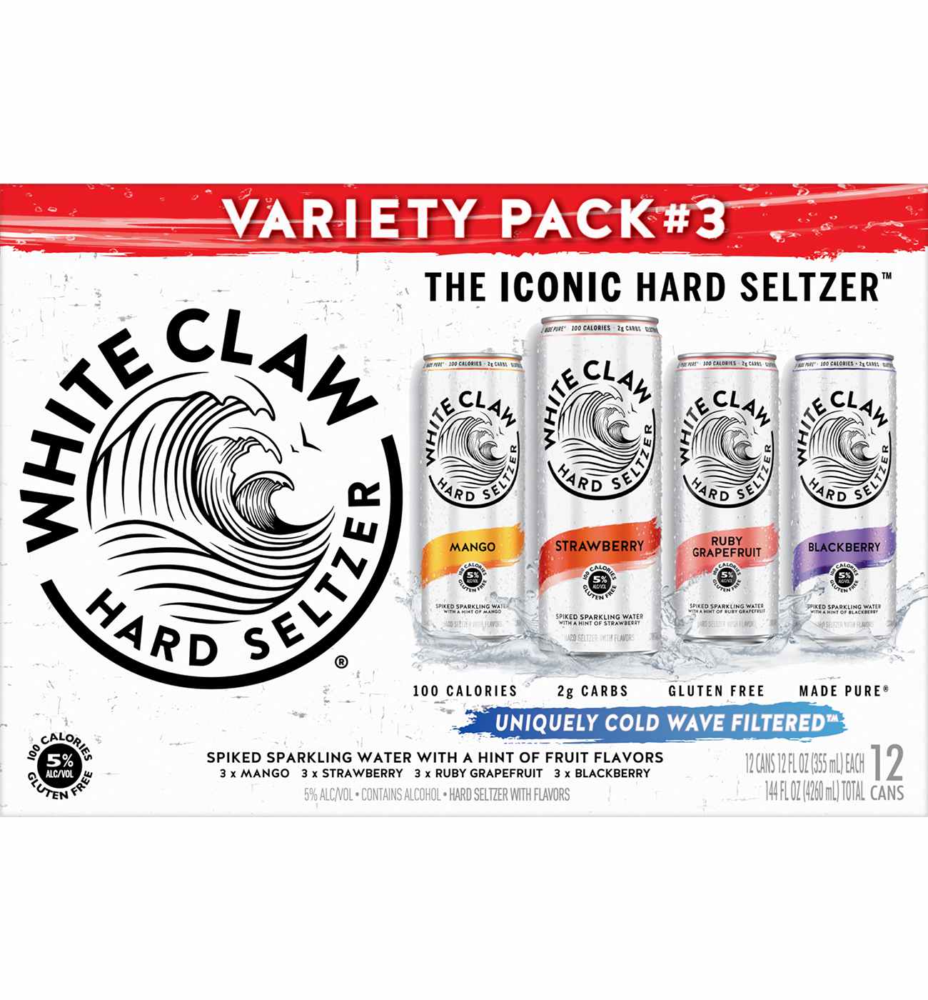 White Claw Hard Seltzer Variety Pack 12 pk Cans - Flavor Collection No. 3; image 1 of 4