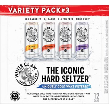 White Claw Hard Seltzer Variety 12 pk Cans - Flavor Collection No. 3, 12 oz