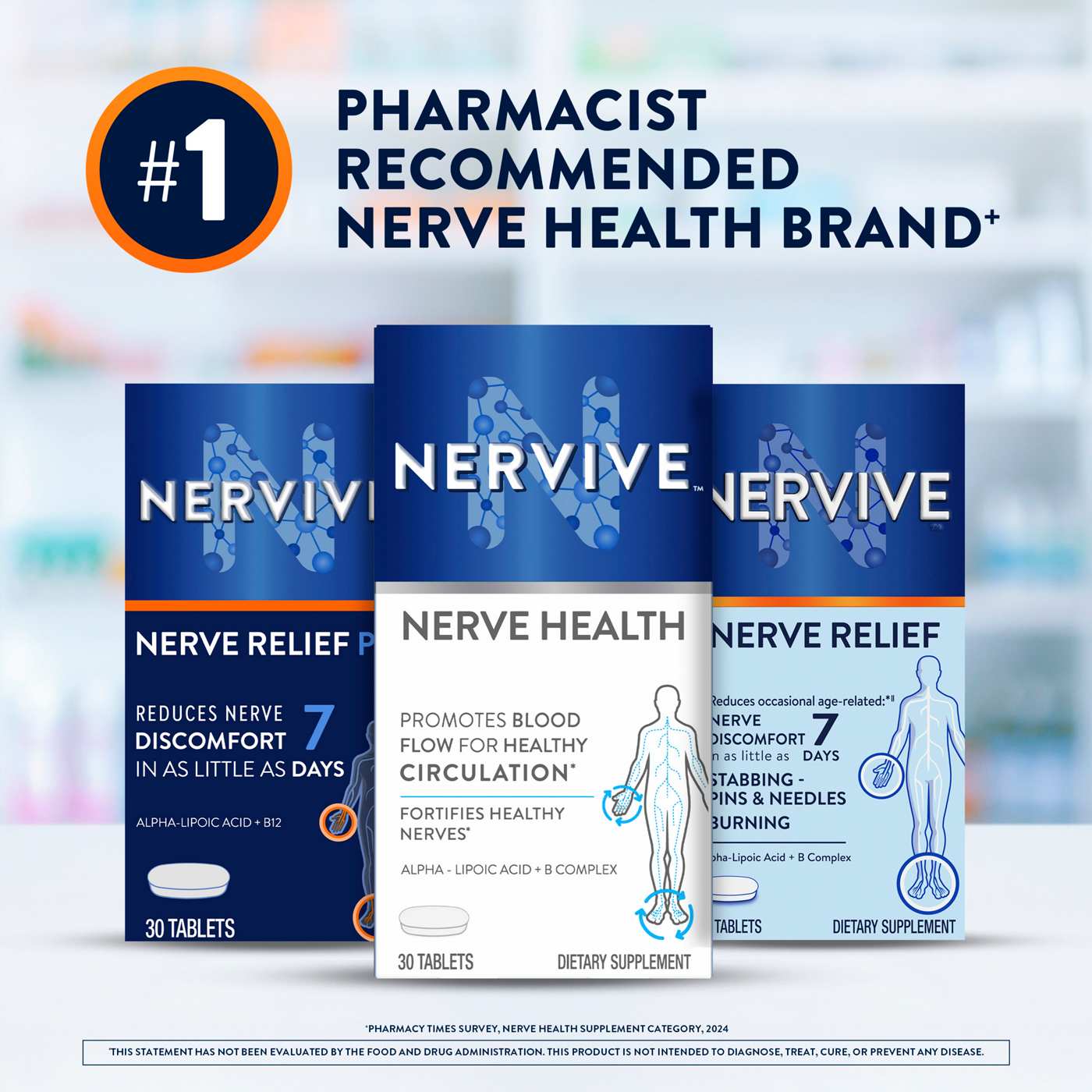Nervive Nerve Health Tablets with Alpha Lipoic Acid, to Fortify Nerve Health & Function in Fingers, Hands, Toes, & Feet; image 3 of 4