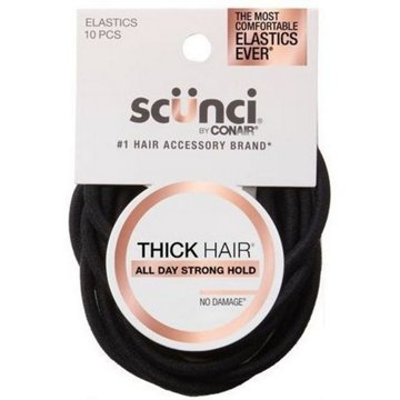 Scunci Large Damage Free Hair Ties - Black, for Thick Hair