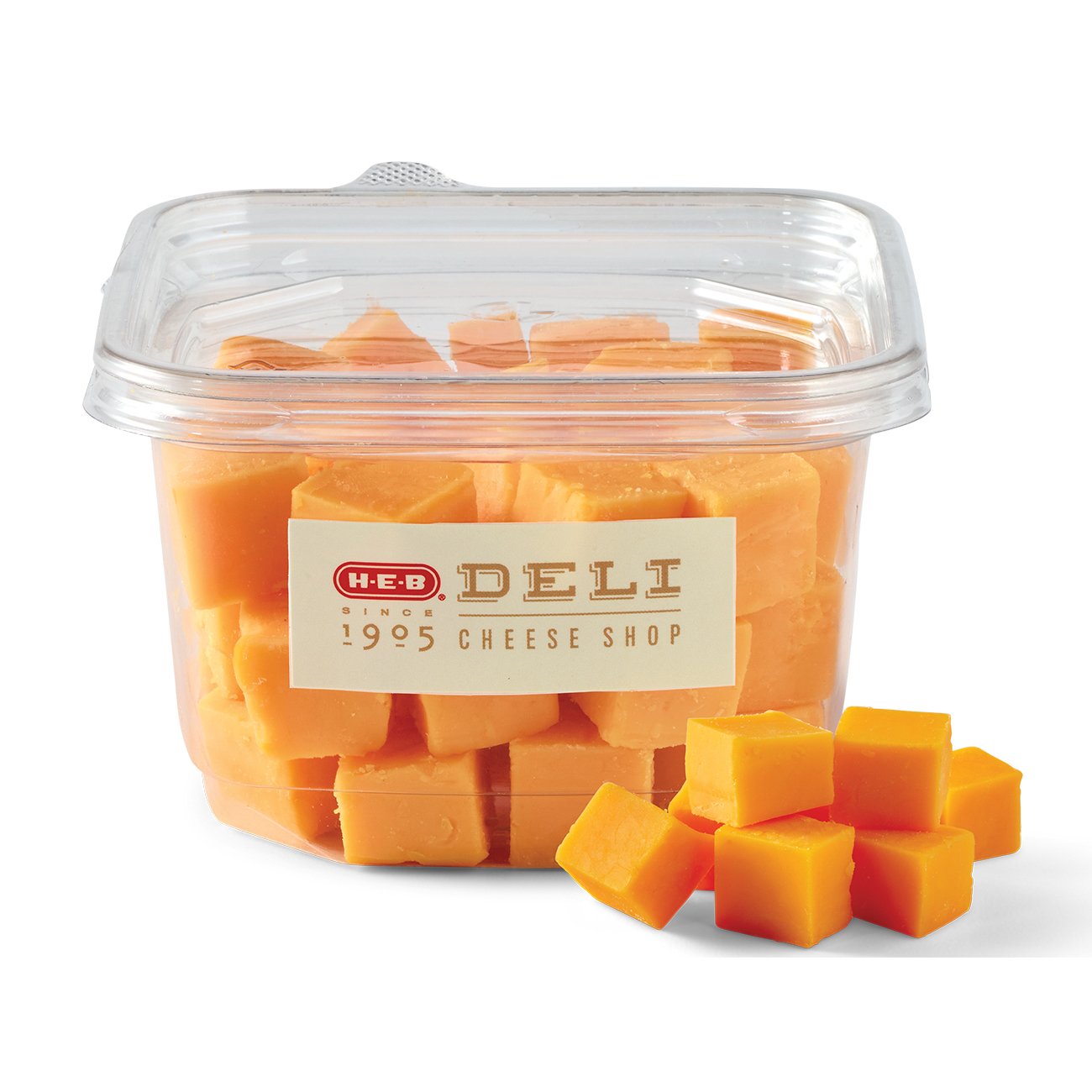 H-E-B Deli Artisan Yellow Cheddar Cheese Cubes, Avg. 0.5 lb