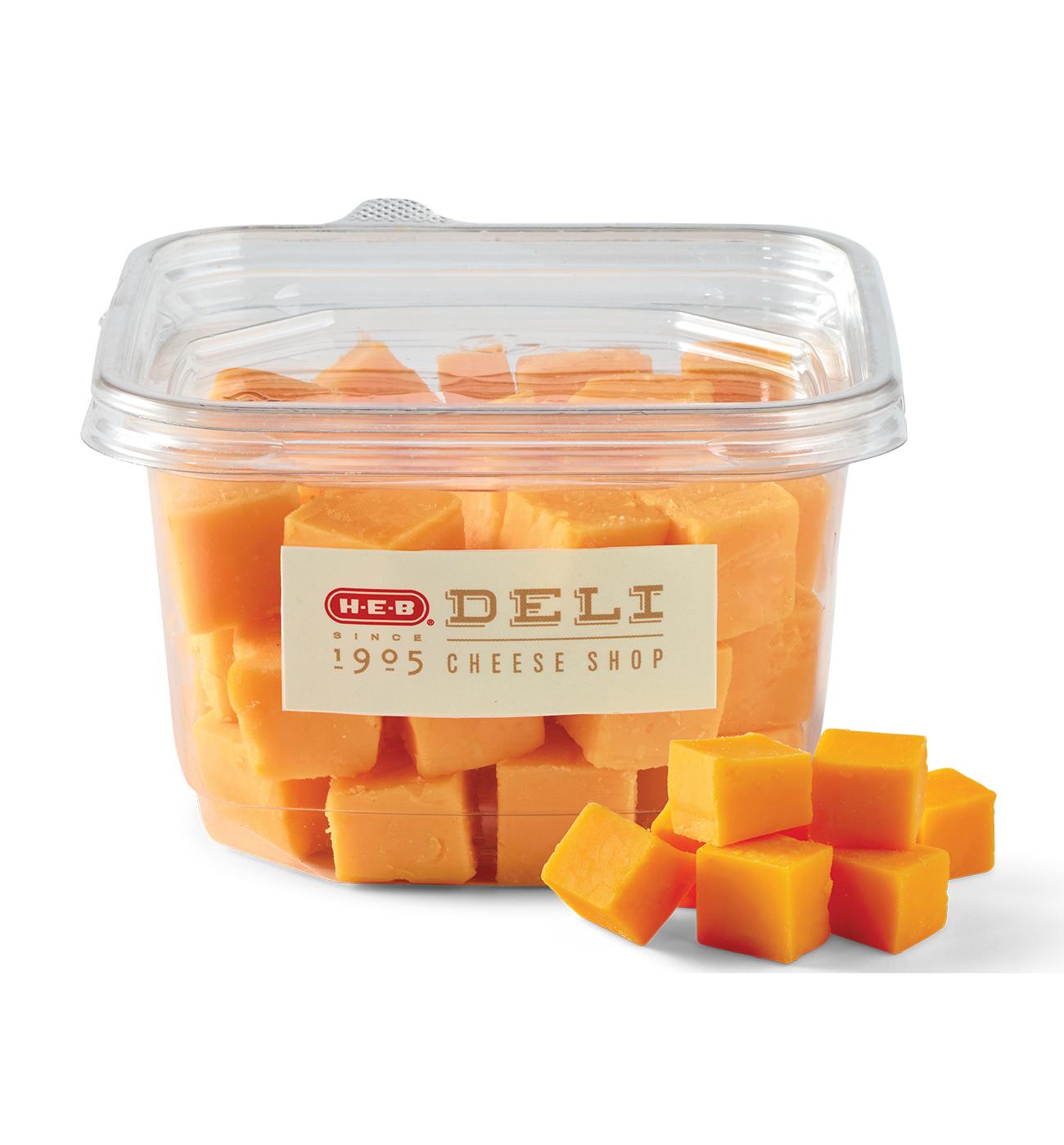 H-E-B Deli Artisan Yellow Cheddar Cheese Cubes; image 1 of 4