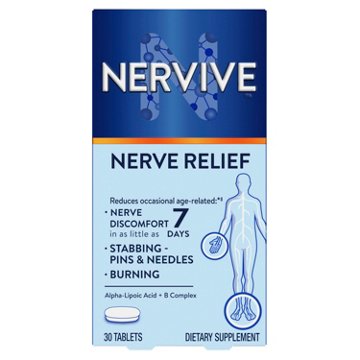 Nervive Nerve Relief Tablets with Alpha Lipoic Acid, B Vitamins, Turmeric, & Ginger, Reduces Occasional Nerve Discomfort in as Little as 7 Days, 30 ct