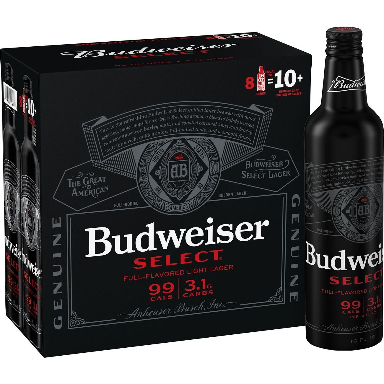 Budweiser Select Light Lager Beer Aluminum Bottles, 8 pack - Shop Beer ...